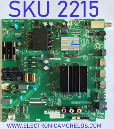MAIN FUENTE (COMBO) PARA TV HISENSE·ROKU TV 4K·UHD·HDR / NUMERO DE PARTE 295587 / RSAG7.820.9221/ROH / 295588 / 58A56EUR(0002) / 2DE37249E / PANEL HD580X1U92-TAL1\S0\GM\CKD3A\ROH / DISPLAY CC580PV5D VER.06 / MODELO 58R6E3 58A56EUR